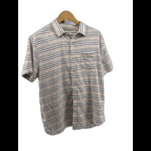 MARINE LAYER Medium Men’s Stretch Selvage Short Sleeve Shirt Baja Stripe 15799